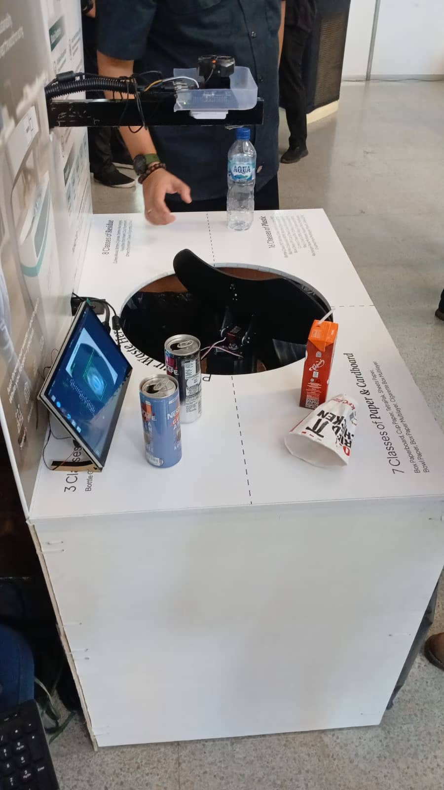 Side view of Srikandi smart waste bin at Bandung Sustainability Summit 2025