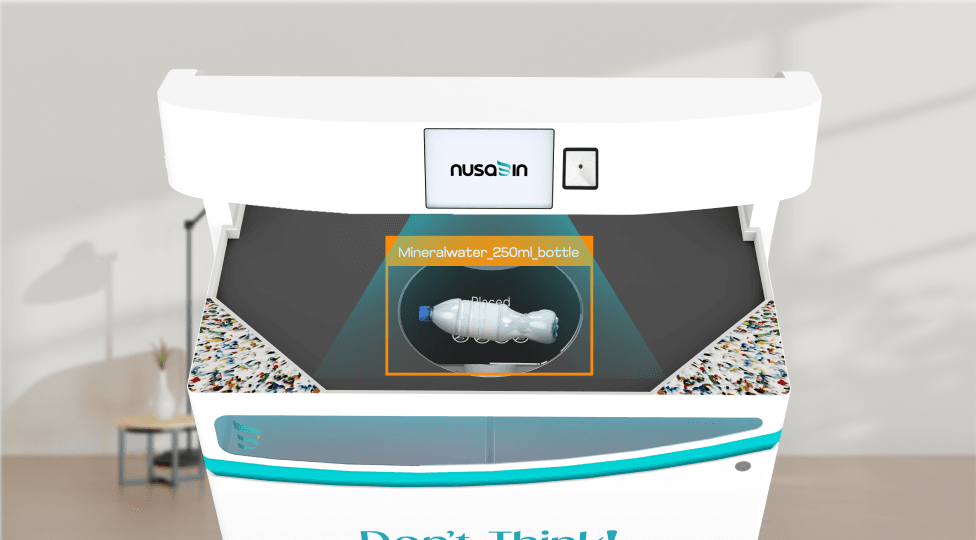 Top view of Srikandi AI detecting mineral water bottle with background