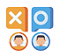 Two people with X and O symbols representing perspective shift
