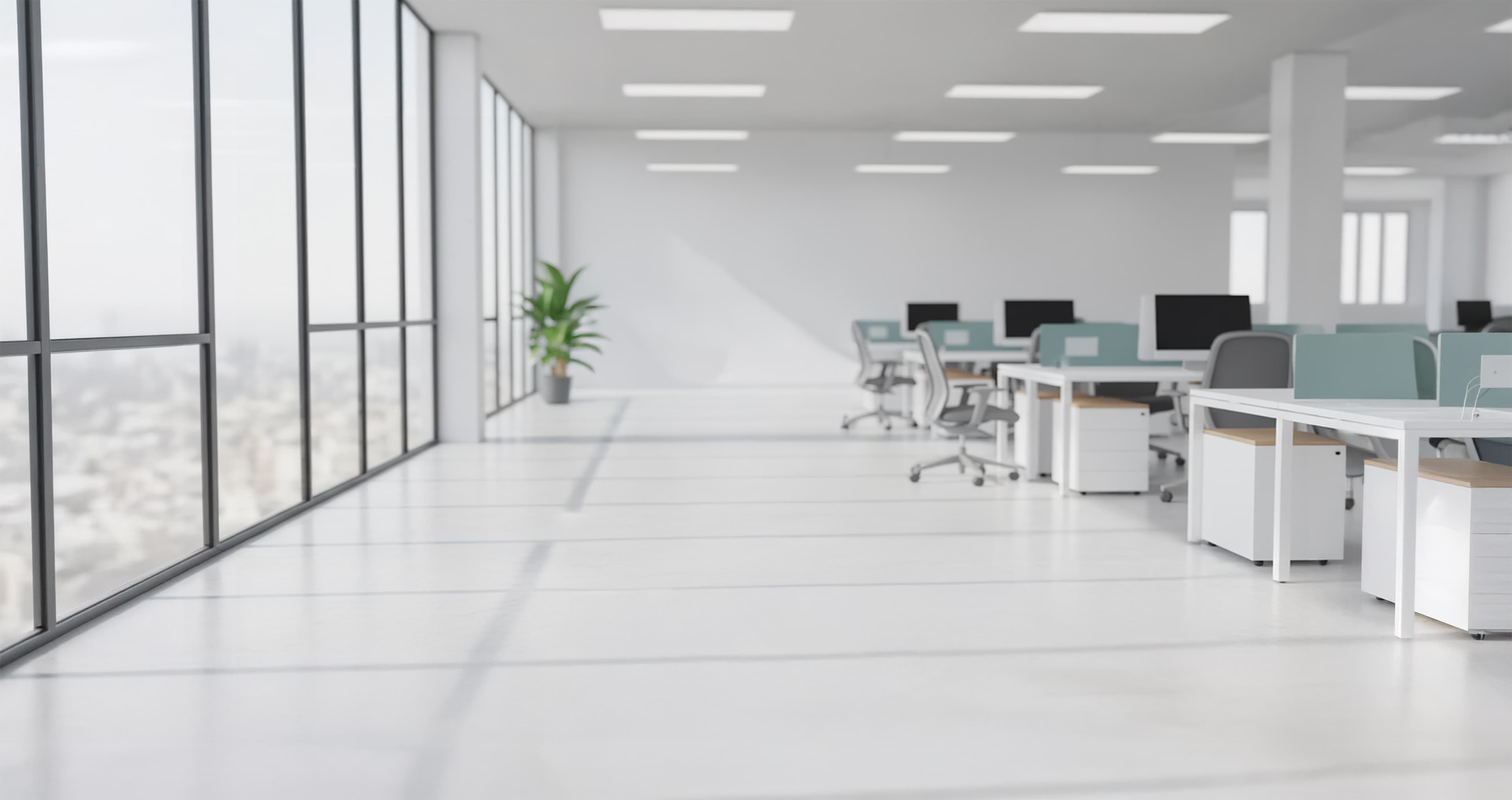 Clean and futuristic modern office