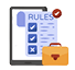 Checklist of rules with briefcase symbolizing regulation