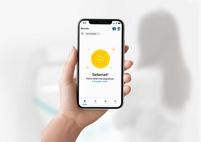 SadewaApp showing reward confirmation