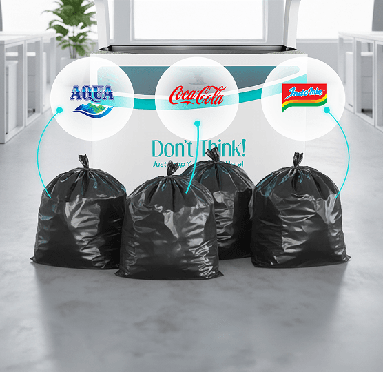 Bags of sorted waste ready to be sent back to producers